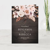 Invitation Mariage Code QR Floral Ivoire Rustique Bois Terreu (Devant)