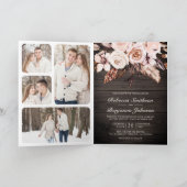Invitation Mariage Code QR Floral Ivoire Rustique Bois Terreu (Intérieur)