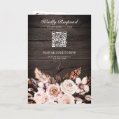 Invitation Mariage Code QR Floral Ivoire Rustique Bois Terreu (Dos)