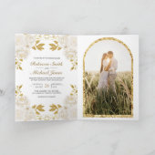 Invitation Mariage Code QR Floral Ivoire Rustique Paillettes (Intérieur)