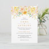 Invitation Mariage Code QR Floral Jaune Beurre Romantique (Debout devant)