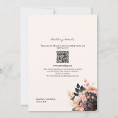 Invitation Mariage Code QR Floral Noir & Or 2 en 1 (Dos)