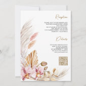 Invitation Mariage Code QR Floral Orchid Rose Pampas Bohème (Dos)