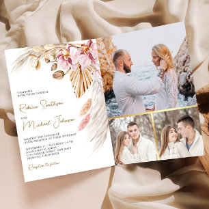 Invitation Mariage Code QR Floral Orchid Rose Pampas Bohème