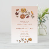 Invitation Mariage Code QR Floral Rétro Fantaisiste (Debout devant)