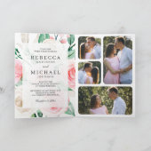 Invitation Mariage Code QR Floral Rose Pâle Ivoire Rustique (Intérieur)