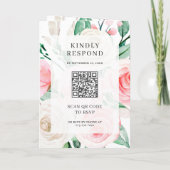 Invitation Mariage Code QR Floral Rose Pâle Ivoire Rustique (Dos)