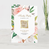 Invitation Mariage Code QR Floral Rose Pâle Rustique Or (Dos)