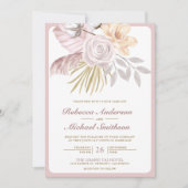 Invitation Mariage Code QR Floral Rose Poussiéreux Rustique (Devant)
