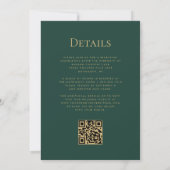 Invitation Mariage Code QR Floral Royal Bleu Vert Emeraude (Dos)