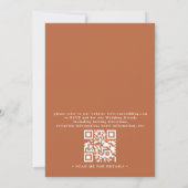 Invitation Mariage Code QR Floral Rustique Brun Orange Or (Dos)