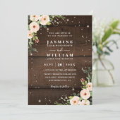 Invitation Mariage Code QR Floral Rustique Étincelant de Camp (Debout devant)