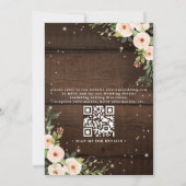 Invitation Mariage Code QR Floral Rustique Étincelant de Camp (Dos)