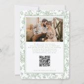 Invitation Mariage Code QR Floral Sage Vert à la Française (Dos)