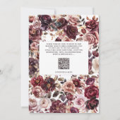 Invitation Mariage Code QR Floral Script Carmin de Bourgogne (Dos)