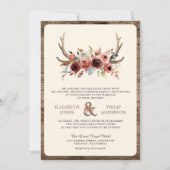 Invitation Mariage Code QR Floral Terracotta Bois de Cerf Boh (Devant)