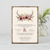 Invitation Mariage Code QR Floral Terracotta Bois de Cerf Boh (Debout devant)