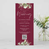 Invitation Mariage Code QR Floral Végétal Bourguignon (Debout devant)