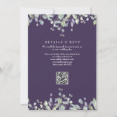 Invitation Mariage Code QR Floral Vert feuillage Lilas Violet (Dos)