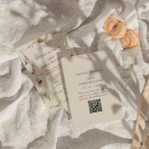 Invitation Mariage Code QR Floral Vintage Art Nouveau Élégant