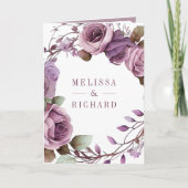 Invitation Mariage Code QR Floral Violet Poussiéreux Rustique (Devant)