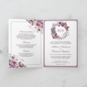 Invitation Mariage Code QR Floral Violet Poussiéreux Rustique (Intérieur)