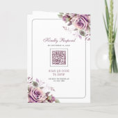 Invitation Mariage Code QR Floral Violet Poussiéreux Rustique (Dos)