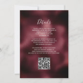 Invitation Mariage Code QR Géométrique Argent Floral Bourgogn (Dos)