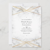 Invitation Mariage code QR géométrique en marbre doré (Devant)