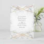 Invitation Mariage code QR géométrique en marbre doré (Debout devant)