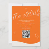 Invitation Mariage Code QR Gras Moderne Rétro Orange (Dos)