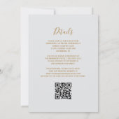 Invitation Mariage Code QR Gris Clair Agate Or Doré Brûlé (Dos)