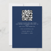 Invitation Mariage Code QR Hiver Flocons de Neige Navy Argent (Dos)