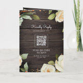 Invitation Mariage Code QR Jar Mason Roses Blanches Bois Rust (Dos)