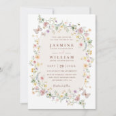 Invitation Mariage code QR jardin rustique papillon fleur sau (Devant)