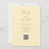 Invitation Mariage Code QR Jaune Bouton d'Or et Or (Dos)