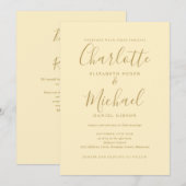 Invitation Mariage Code QR Jaune Bouton d'Or et Or (Devant / Derrière)