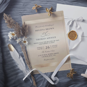 Invitation Mariage code QR luxe glamour or champagne
