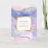 Invitation Mariage Code QR Marbre Rose Or Agate (Devant)