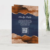 Invitation Mariage Code QR Marine Bille Marble Agate Orange B (Dos)