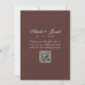 Invitation Mariage Code QR Marron Chocolat Ancien Argent (Dos)