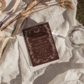 Invitation Mariage Code QR Marron Chocolat Photo Florale Élég