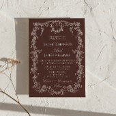 Invitation Mariage Code QR Marron Chocolat Photo Florale Élég