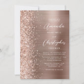 Invitation Mariage Code QR Métal Brossé Rose Glam (Devant)