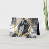 Invitation Mariage Code QR Minimal Laurier Or Bleu Marine (Devant)