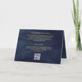Invitation Mariage Code QR Minimal Laurier Or Bleu Marine (Dos)