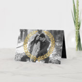 Invitation Mariage Code QR Minimal Laurier Or Gris Charbon (Devant)