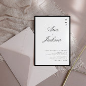 Invitation Mariage Code QR Moderne Calligraphie Noir & Blanc