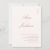 Invitation Mariage Code QR Moderne Calligraphie Rose Poussiér (Devant)