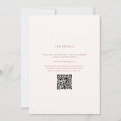 Invitation Mariage Code QR Moderne Calligraphie Rose Poussiér (Dos)
